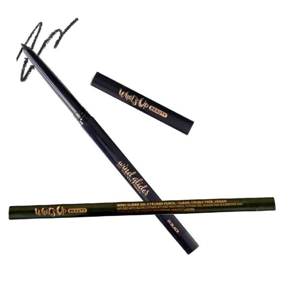 Whats Up Beauty Wind Glider Gel Eyeliner 01 Black Vegan Clean Retractable Pencil - Picture 1 of 9